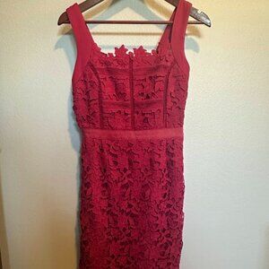 HD in Paris Mulberry Cross Back Lace Crochet Midi Dress Anthropologie Women's 10